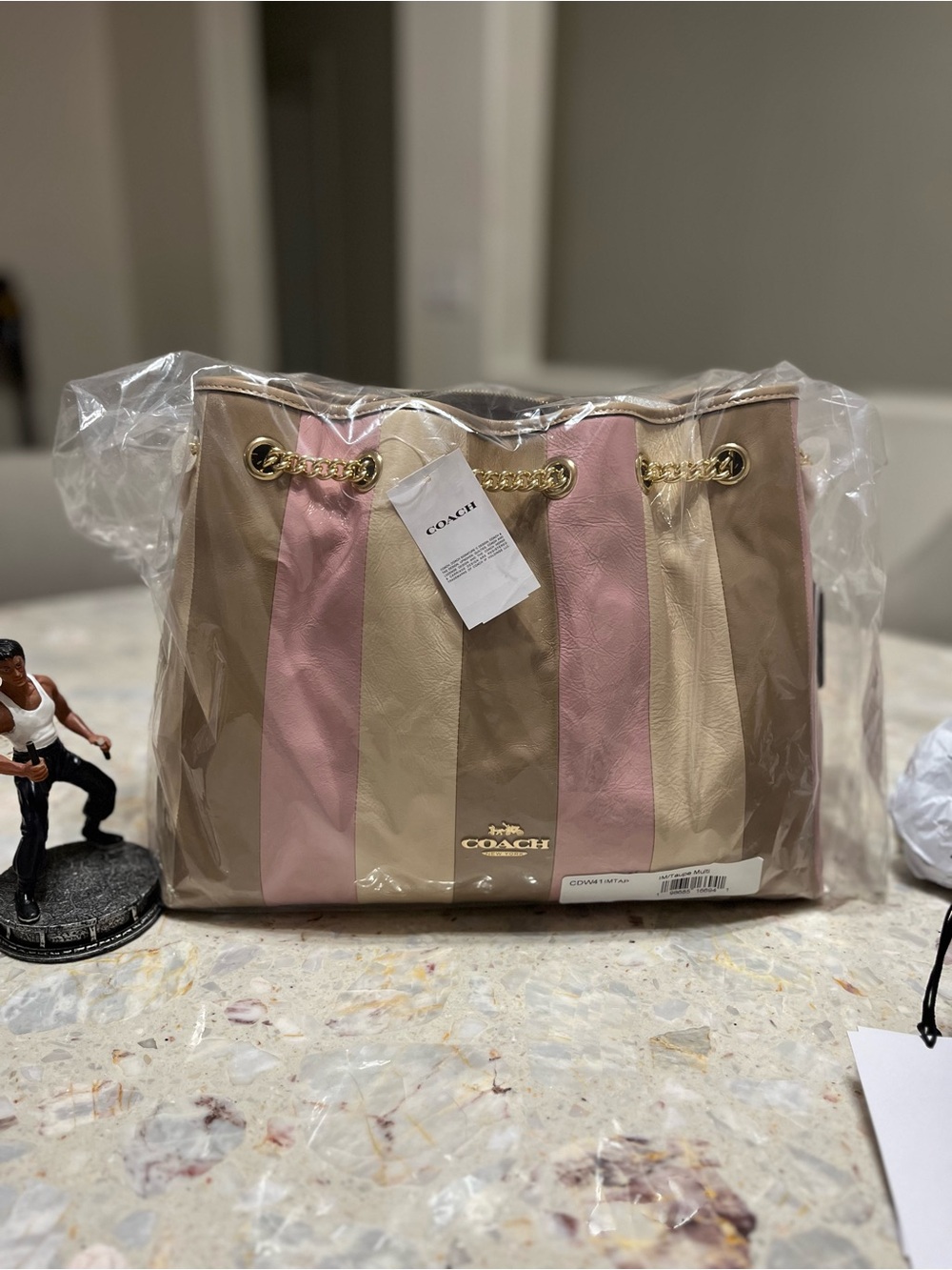 Coach Evelyn Shoulder Bag With Striped Patchwork NWT - Picture 5 of 9